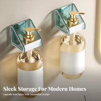 Waterproof Punch-without Drilling Bottle Bracket Strong Load-Bearing Wall Mount Shampoo Rack Rounded Corners for Kitchen
