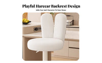 Height Adjustable Upholstered Swivel Stool Gas Lift Mechanism Bunny Ear Backrest Stool Soft Upholstery Seating Furniture Heavy-Duty Frame for Homeowners, Adults, Bar Owners, Reception Desk, Kitchen Island, Cafe, Living Room