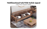 L-Shaped Sofa with Under-Seat Storage New Chinese design Living Room Furniture full Wood Frame for Homeowners, Pet Owners