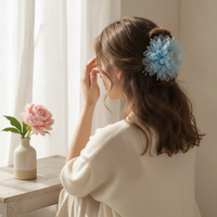 Elegant Peony Tassel Hair Claw Clip for High Crown Hairstyles