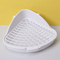 Bunny Litter Tray and Bunny Litter Box, Shallow Bunny Restroom Tray for Guinea Pigs, Triangular Corner Toilet with Removable Grate