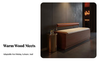 Natural Wood design Upholstered Booth with Matching Table and Chairs Japanese Aesthetic Cafe Seating Configurable Combination Business Furniture Minimalist Design for Tea Shop Owners, Interior Designers, Lounge Bar, Restaurant