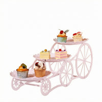 White Three-Tier Dessert Stand Scalloped Edges Dessert Display Stand Freestanding Three-Tier Serving Tray Stepped Design for Afternoon Tea