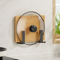 Pot Lid Rack, Cutting Board Holder & Chopping Board Storage, Carbon Steel Wall Mounted Lid Organiser, No Drill Installation Kitchen Organiser Rack