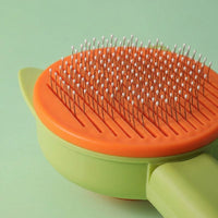 Cat Brush and Dog Brush for Long Hair, Stainless Steel Cat Comb and Dog Comb for Cat Grooming, Gentle Silicone Cleaning Pet Tool, Release Button