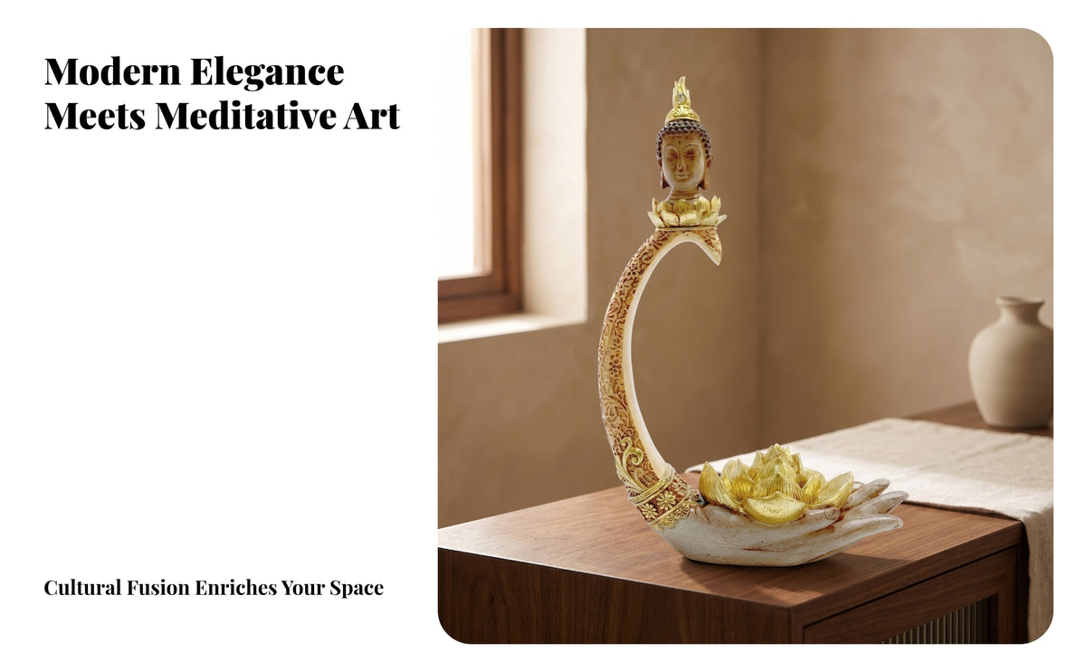 Decorative Buddha Hand Lotus Incense Burner Meditation Buddha Incense Burner Relaxation Home Ornament for Indoor