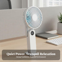 Quiet Operation Handheld Fan Lightweight Portable Folding Fan Adjustable Speeds 5 Speed Settings for Office Workers, Commuters, Travelers, Travel, Outdoor