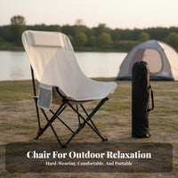 Foldable High-Back Moon Chair Lightweight Padded Moon Chair Stable Structure Camping Seat Heavy-Duty Frame for Campers, Families, Fishing, Picnic, Picnics, Backyard