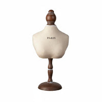Linen Textile Necklace Display Bust Wooden Base Necklace Bust Stand Sturdy Handmade for Shop Owners, Showroom