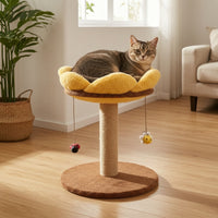 Sunflower Cat Tree with Space Capsule Condo, Wooden Tower