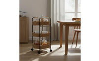 Imitation Rattan Rolling Cart Detachable 3 Tier Basket Shelf Versatile Woven Tiered Rack for Balcony