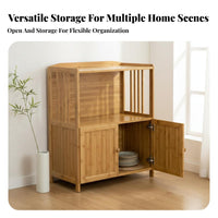 New Chinese Design Bamboo Kitchen Cabinet Multi-Functional Tea Station Cabinet Sturdy Kitchen Storage Hutch Space Saving for Apartment Dwellers, Homeowners, Cooking Enthusiasts, Dining Room