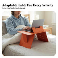 Adjustable Height Foldable Laptop Table Portable Foldable Laptop Tray with Device holder Space-Saving Lap Desk Multi-Functional for Dorm Residents, Remote Workers, Bedroom, Home Office, Sofa, Living Room