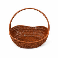 Boat-Shaped Basket with Handle Farmhouse Woven Basket with Handle Open-Top for Kitchen, Dining Table, Weddings
