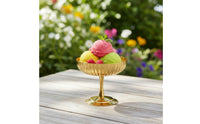 Stemmed Dessert Bowl Polished Stainless Steel Bowl with Pedestal Shatterproof Fluted Dessert Dish for Hosts, Cafes, Home Entertaining, Dinner Parties