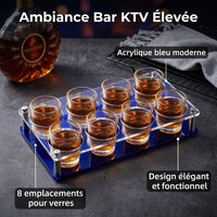 Blue Acrylic Liquor Glass Rack, Holds 8 Glasses, Shot Glass Display Stand, Practical and Elegant Party Accessory