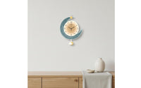 Nordic Design Crescent Moon Wall Clock Dreamy Design Moon and Star Decorative Clock Battery Powered for Bedroom