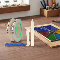 5 Pieces Strong Adhesive Stained Glass Foiling Tape Easy to Peel and Tear Copper Foil Tape Kit Craft Supplies for Electronics Repair