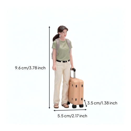 1/18 Miniature Journeyer with Suitcase Collectible Miniature People Small Tiny People for Photography