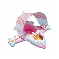 Anti-Rollover Design Baby Swim Buoyant Seat with Canopy Thickened Material Infant Pool Seat with Sunshade Protection for Babies, Toddlers