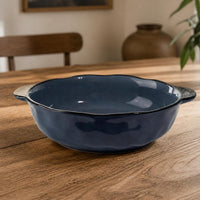 Large Ceramic Serving Bowl with Handles for Soups and Stews, 12-14 Inch