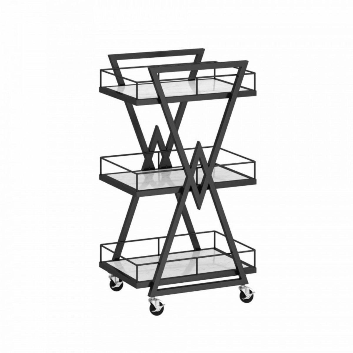 Salon Assistance Trolley Easy Assemble Multi-Tier Rolling Cart 3-Tier Rolling Cart Light Luxury Design Mobile Storage Trolley
