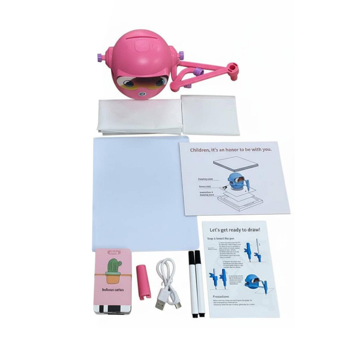 Smart Painting Robot Early Education Robotic Drawing Tutor Easy to Learn Card Scanning Drawing Robot for Preschoolers, Beginners