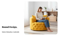 Nordic design Upholstered Armchair space-efficient Footprint Tufted rotating Armchair Plush Upholstery Single Sofa firm-density Foam pad for Apartment Dwellers, Interior Design aficionados, Living Room, Small Spaces, Bedroom, study corner