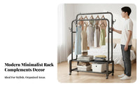 Foldable Freestanding Closet Organizer Space Saving Metal Clothing Storage Rack Easy Assembly Freestanding Wardrobe Rack High Capacity for Apartment Dwellers, Retail Shop Owners, Bedroom, Dorm Room, Basement, Entryway