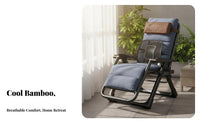 Bamboo Mat Deck Chair Foldable Design Folding Recliner Heavy Duty Frame Adjustable Patio Lounger for Seniors, Homeowners, Backyard, Living Room, Beach