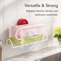 Bedroom and Sink Iron Art Tissue Holder Box for Families, Wall-Mounted Paper Dispenser with Suction Cup for Easy Setup