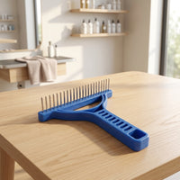 Dog Grooming Rake and Cat Comb for Large Dogs, Professional Pet Comb with Double Row, Detangling Tool, Wood Style Dog Combs for Grooming