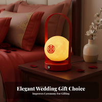 Red Wedding Lantern Lamp Continuous Dimming Dimmable Night Light Long Battery Life Electric Bedside Lamp for Newlyweds, Couples, Bedroom