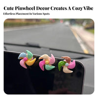 Mini Car Pinwheel Cute Design Colorful Car Windmill Easy to Install Twirling Flower for Drivers, Young Adults, Office Desk