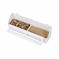 Hanging Type doubleSlot Feeding Box Easy Installation Birdenclosure Food Trough Single-Piece Design Bird Feeder Splash Proof for Pigeon Keepers, Aviary, Home