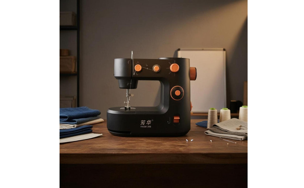 Compact Mini Sewing Machine Exposed Arm Portable Sewing Machine Built-in Needle Area Household Tool Control Knobs