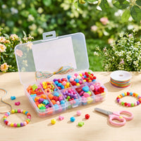 Colorful Bead Kit with Case Acrylic Jewelry Making Kit with Beads Elastic DIY Bead Set Allcomplete for Classrooms