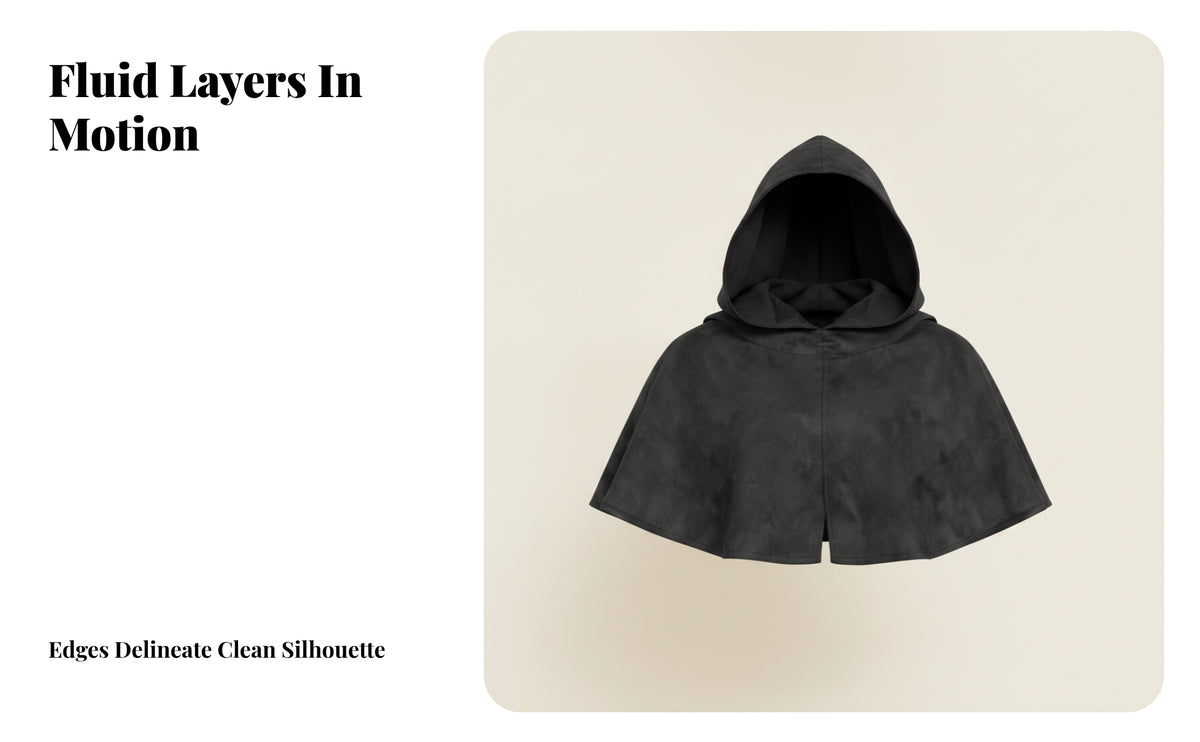Suede-Like Hooded Cape | Soft Napped Finish, Loose Pull-over Style, Shoulder Cape with Hood, for Halloween