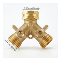 Rubber Sealing Rings Dual Shut off Hose Splitter Full Metal Body Brass Hose Splitter Rustproof Outdoor Tool Leak-Proof
