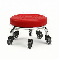 Upholstered Low Stool Compact Rolling Stool Comfortable Rolling Seat Soft for Pedicurists, Stylists, Salon, Workspace, Home Office