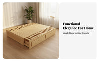 durable Wood Frame Extendable Daybed with Storage Drawers Multi-Functional Extendable Lounger with Storage Drawers Space-Saving Bedroom Furniture Twin-to-King transformable for Guests, Families, Parents, Small Spaces, Studio Apartment, Guest Room