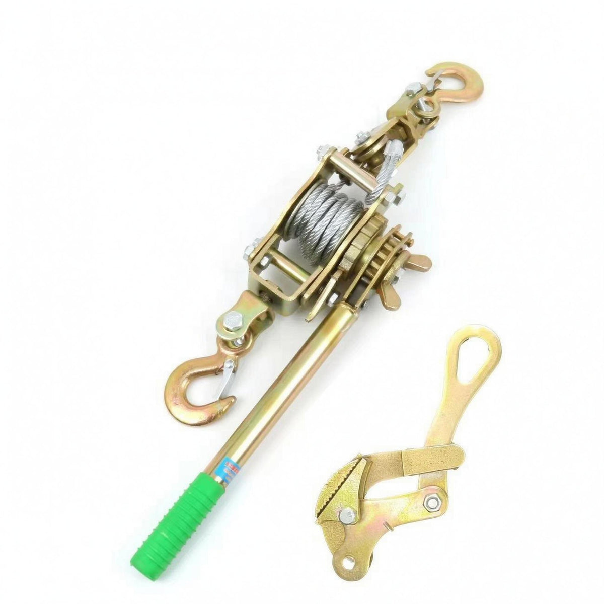 Non-Slip Grip Manual Ratchet Wire Rope Tensioner Gold-Toned Finish Double Hook Wire Tensioner