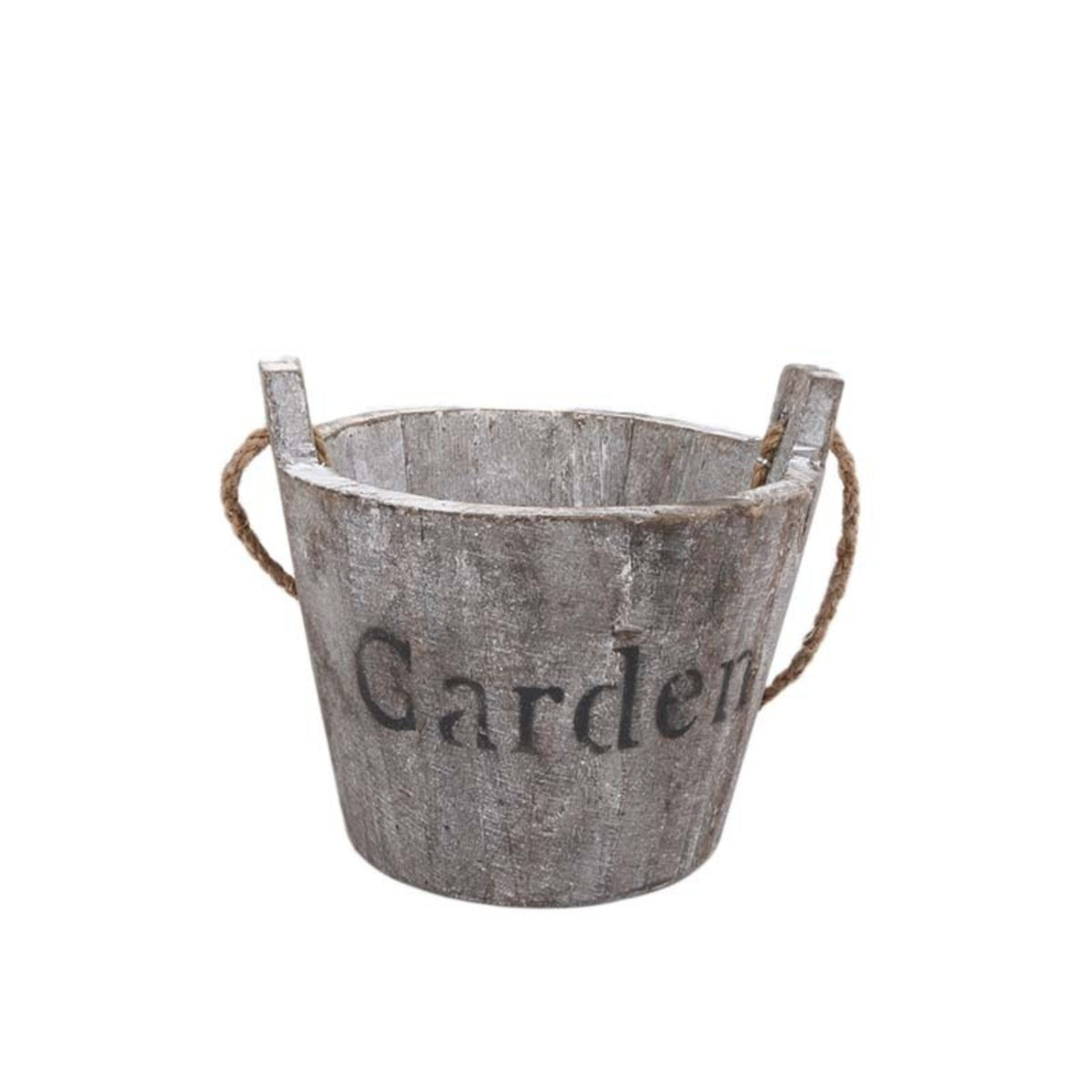 Distressed Planter with Rope Handles Small Rustic Wooden Pot Lightweight Planter with Rope Vintage for Windowsill