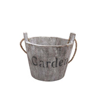 Distressed Planter with Rope Handles Small Rustic Wooden Pot Lightweight Planter with Rope Vintage for Windowsill