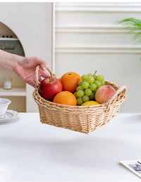 Handwoven Willow Storage Basket with Handles, for Kitchen, Snacks, Fruits, and Organizing