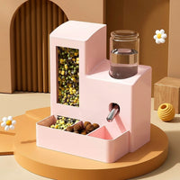 125ml Hamster Water Bottle with Stand, Pet 2-in-1 Food & Water Feeder, Freestanding Cage Feeder, Square Dispenser for Small Animals