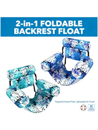 Inflatable Water Lounger Floating Bed with Foldable Backrest, PVC