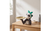 Pandas Statue with Tray Cute Pandas Tray Ornament Functional Catchall Dish for Vanity, Desk