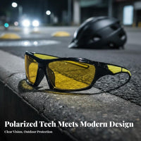 Windproof Cycling Proceed Ggles Full-Coverage Cycling Glasses Polarized Sport Sunglasses Glare-Reducing for Men, Skiing, Hiking