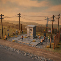 Industrial Miniature Transformer Box Compact Utility Cabinet Ribbed Scenery Grey for Dioramas